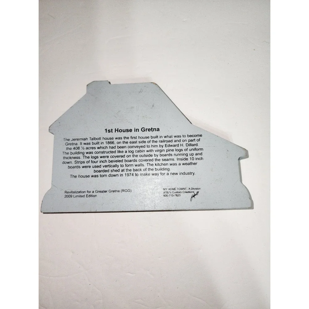 Jeremiah Talbott house, 1866 first house in Gretna Virginia vintage shelf sitter